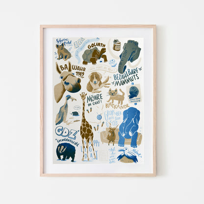 GEMALTE TIERE - KUNSTDRUCK DIN A3