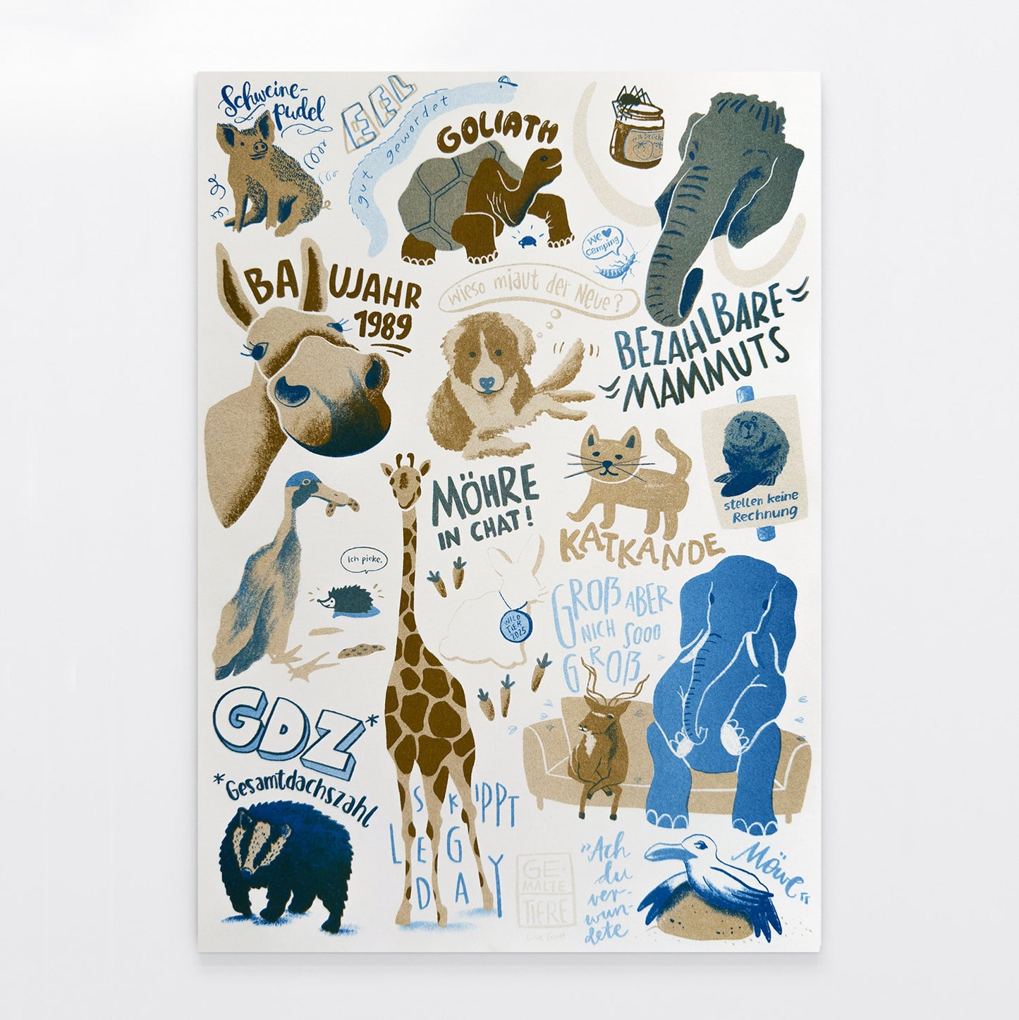 GEMALTE TIERE - KUNSTDRUCK DIN A3