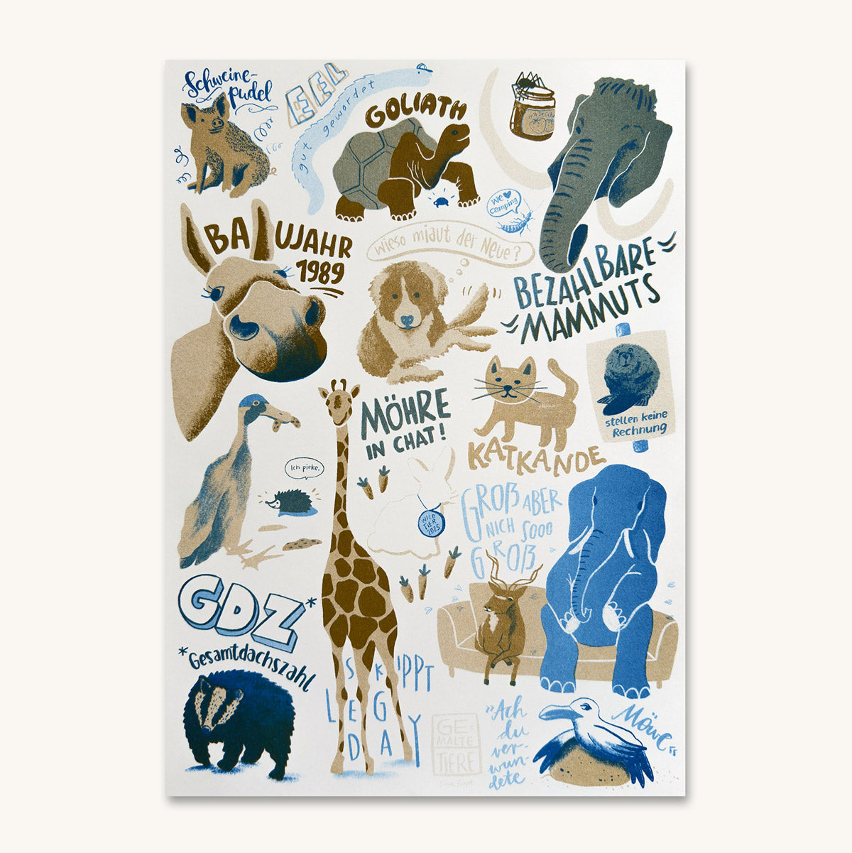 GEMALTE TIERE - KUNSTDRUCK DIN A3