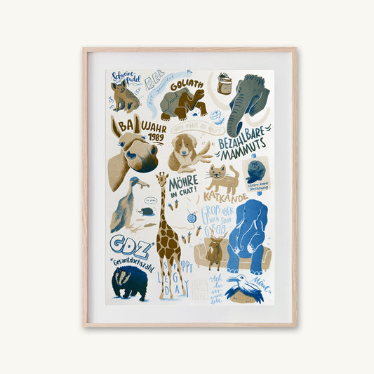 GEMALTE TIERE - KUNSTDRUCK DIN A3